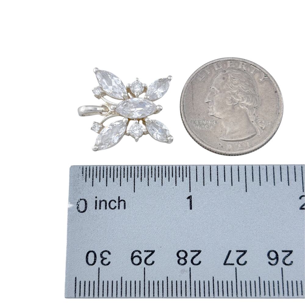 Vintage Lenox Sterling Silver 925 Butterfly Crystal Cluster Pendant - Picture 8 of 9